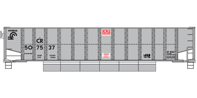 Conrail G52X Coalporter Prototype - Gray/Black scheme Decal Set.