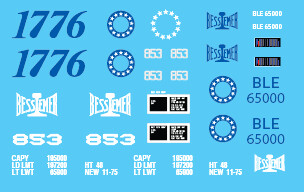 O Scale (1:48) - Bessemer & Lake Erie Bicentennial Decal Set