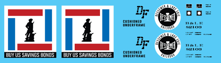 N Scale - Bessemer & Lake Erie US Savings Bond Box Car Decals (BLE)