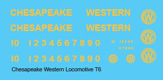 Chesapeake Western Railway T6 Decal Set
