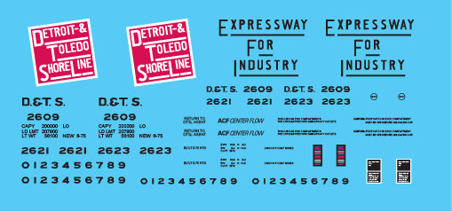 Detroit &amp; Toledo Shore Line 2 Bay ACF Covered Hopper Decals (DTSL)