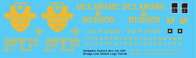 Delaware Hudson Box Car 40ft Bridge Line Yellow Shield