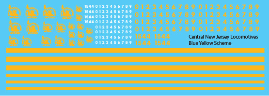 Central New Jersey Locomotive Blue Yellow Decals