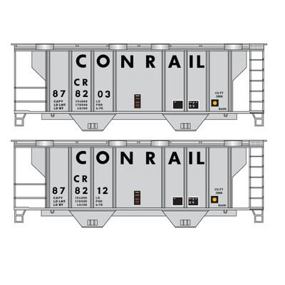 HO Scale - Conrail Covered Hopper 2 Bay PS2 Gray No Logo