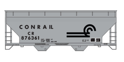 HO Scale - Conrail Covered Hopper 2 Bay ACF Gray Large Logo