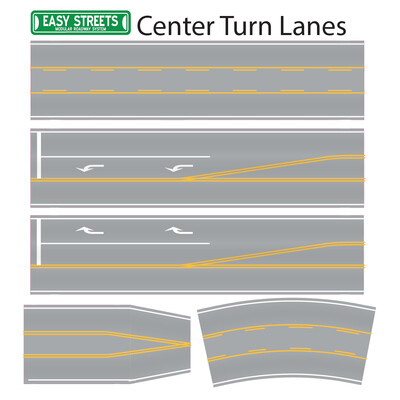 N Scale Easy Streets - Turn Lanes / 3 Lane