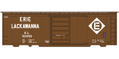 N Scale - Erie Lackawanna Box Car 40ft Brown White Decals