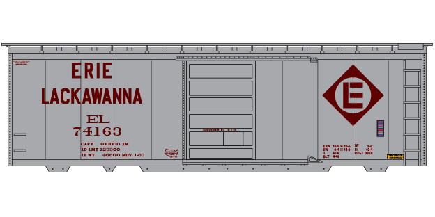 Erie Lackawanna Box Car 40ft Gray Maroon Decals