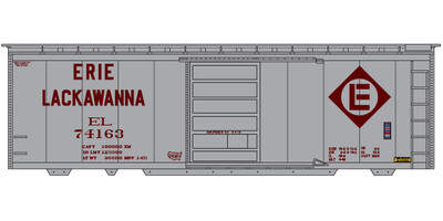 HO Scale - Erie Lackawanna Box Car 40ft Gray Maroon Decals