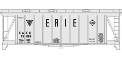 Erie Railroad Covered Hopper 40ft Airslide Decals