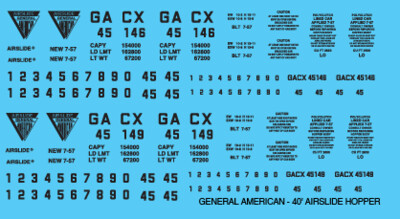 General American Covered Hopper 40ft Airslide Decals