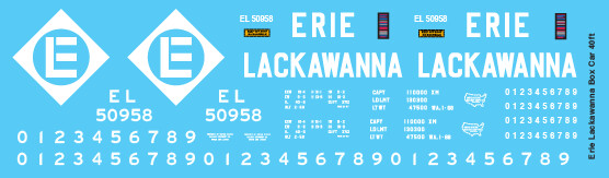 Erie Lackawanna Box Car 40ft Brown White Decals