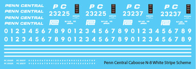 Penn Central Caboose N-8 White Stripe Scheme Decal Set