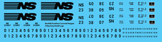 Norfolk Southern Covered Hopper 2 Bay Gray Small Logo