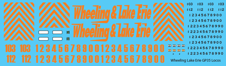 Wheeling &amp; Lake Erie (WE) GP35 Locomotive Decals