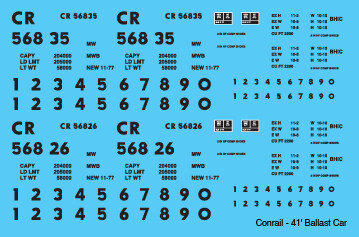 N Scale - Conrail Open Hopper Ballast 41ft Decals
