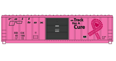HO Scale - Railbox Pink On Track for a Cure Box Car - RBox 40188