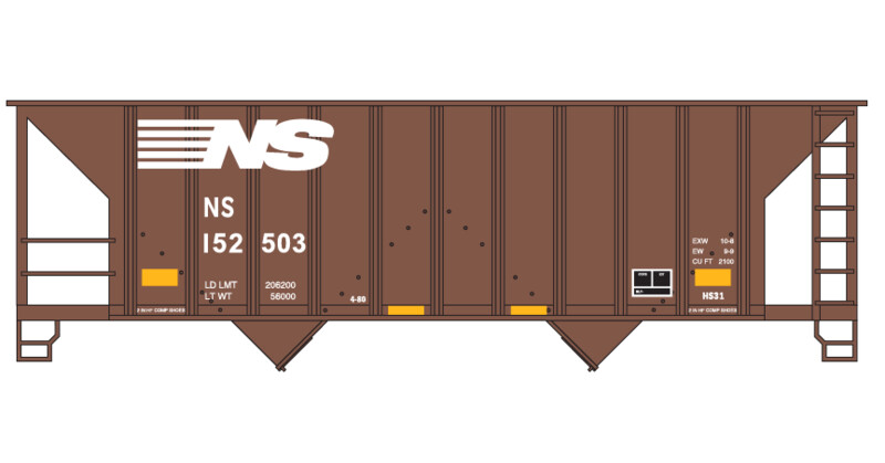 Norfolk Southern Greenville 100t 2 Bay Open Hopper Decals