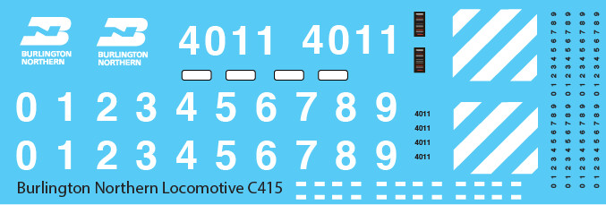 Burlington Northern Alco C415 Locomotive Decals