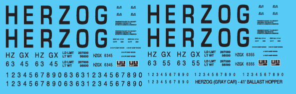 Herzog Open Hopper Ballast 41ft Grey Car Decals