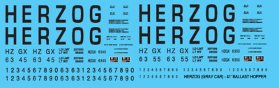Herzog Open Hopper Ballast 41ft Grey Car Decals
