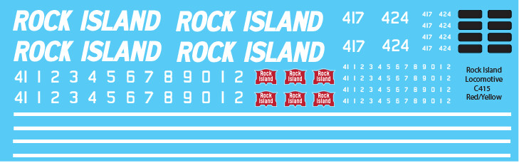 Rock Island C415 Red Yellow Locomotive Decals
