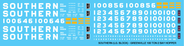 Southern 100T 2 Bay Hopper Large Block Letter Decals
