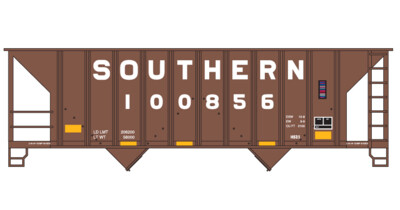N Scale - Southern 100T 2 Bay Hopper Large Block Letter Decals