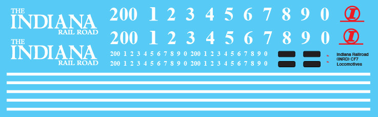 Indiana Railroad CF7 Locomotive Decals