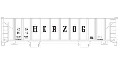 N Scale - Herzog Open Hopper Ballast 41ft White Car Decals