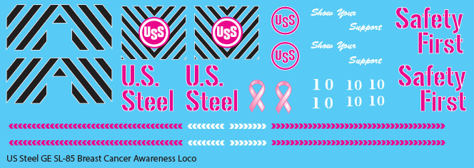 US Steel SL85 Locomotive Breast Cancer Awareness Decals