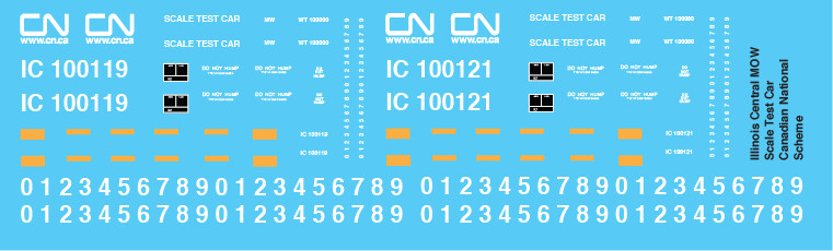 Illinois Central Gulf MOW Scale Test Car CN Scheme Decals