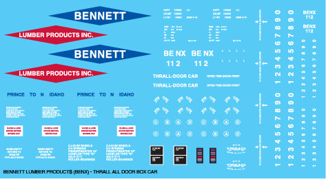 Bennett Lumber Product All Door Box Car Decals