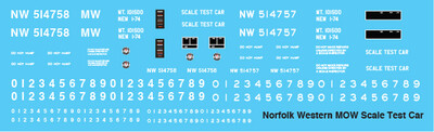 Norfolk Western MOW Scale Test Car Decals