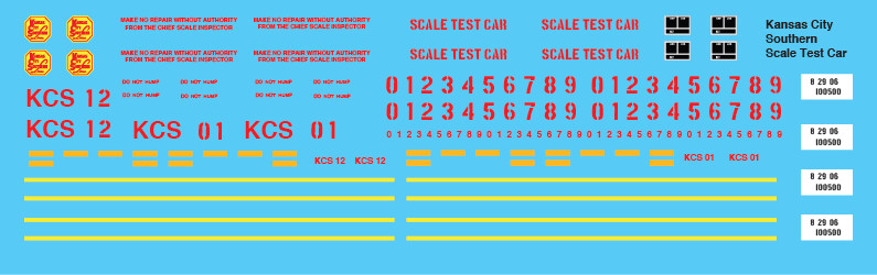 Kansas City Southern MOW Scale Test Car Decals