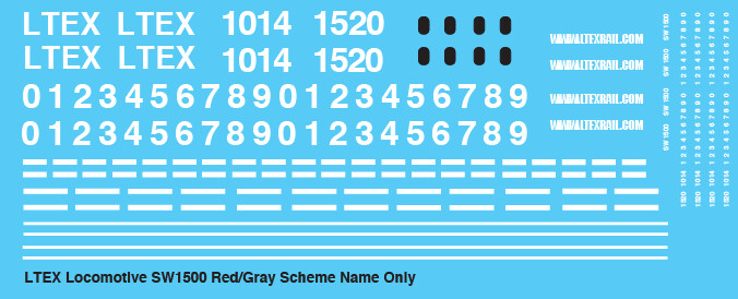 LTEX SW1500 Locomotive Name Only Decals