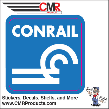 Conrail (CR) Square Logo Vinyl, Color Scheme: Blue/White, Vinyl Size: 3 inch Sticker