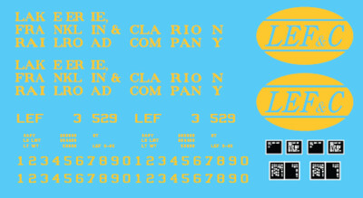 HO Scale - Lake Erie, Franklin &amp; Clarion 100T 3 panel Logo Hopper Decal Set