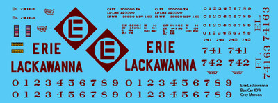 HO Scale - Erie Lackawanna Box Car 40ft Gray Maroon Decals