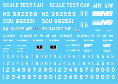 N Scale - Norfolk Southern Scale Test Car Decal Set