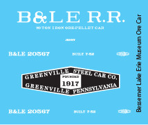 Bessemer & Lake Erie Greenville Museum Ore Car Decals