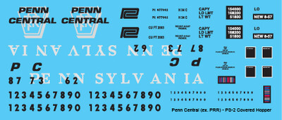Penn Central 2 Bay PS2 ex PRR Covered Hopper Decals