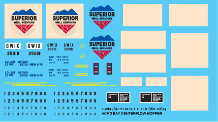 Superior GWIX 2 Bay Centerflow Covered Hopper Decals