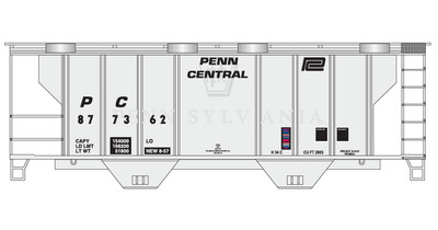 Penn Central 2 Bay PS2 ex PRR Covered Hopper Decals