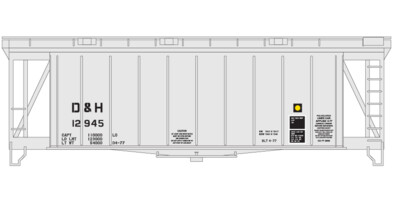 Delaware Hudson Gray Air Slide Covered Hopper 40ft Decals