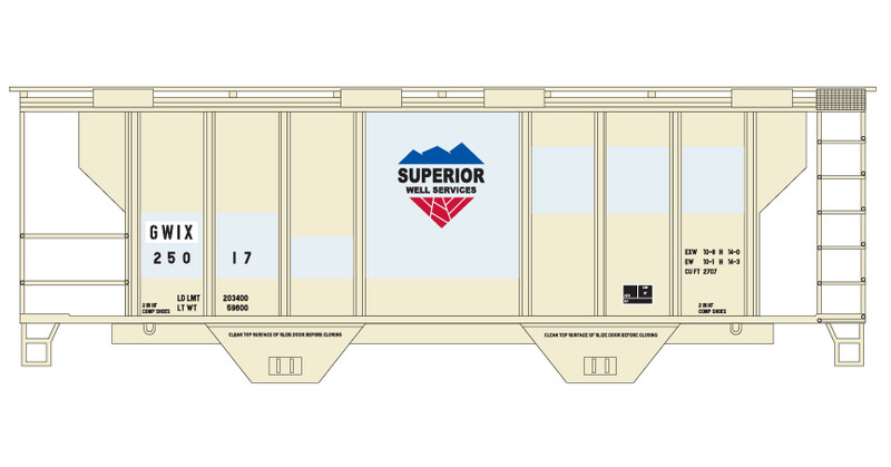 Superior GWIX 2 Bay PS2 Covered Hopper Decals