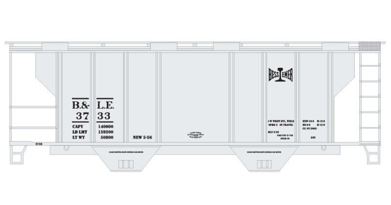 Bessemer &amp; Lake Erie PS2 2 Bay Covered Hopper Decals