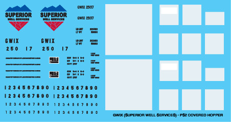 Superior GWIX 2 Bay PS2 Covered Hopper Decals