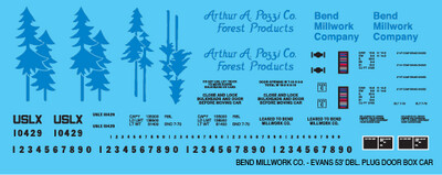 N Scale - Bend Millwork 53ft Evans Plug Door Box Car Decals