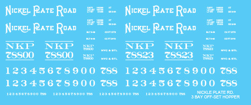 Nickle Plate 3 bay Off Set Open Hopper Decals